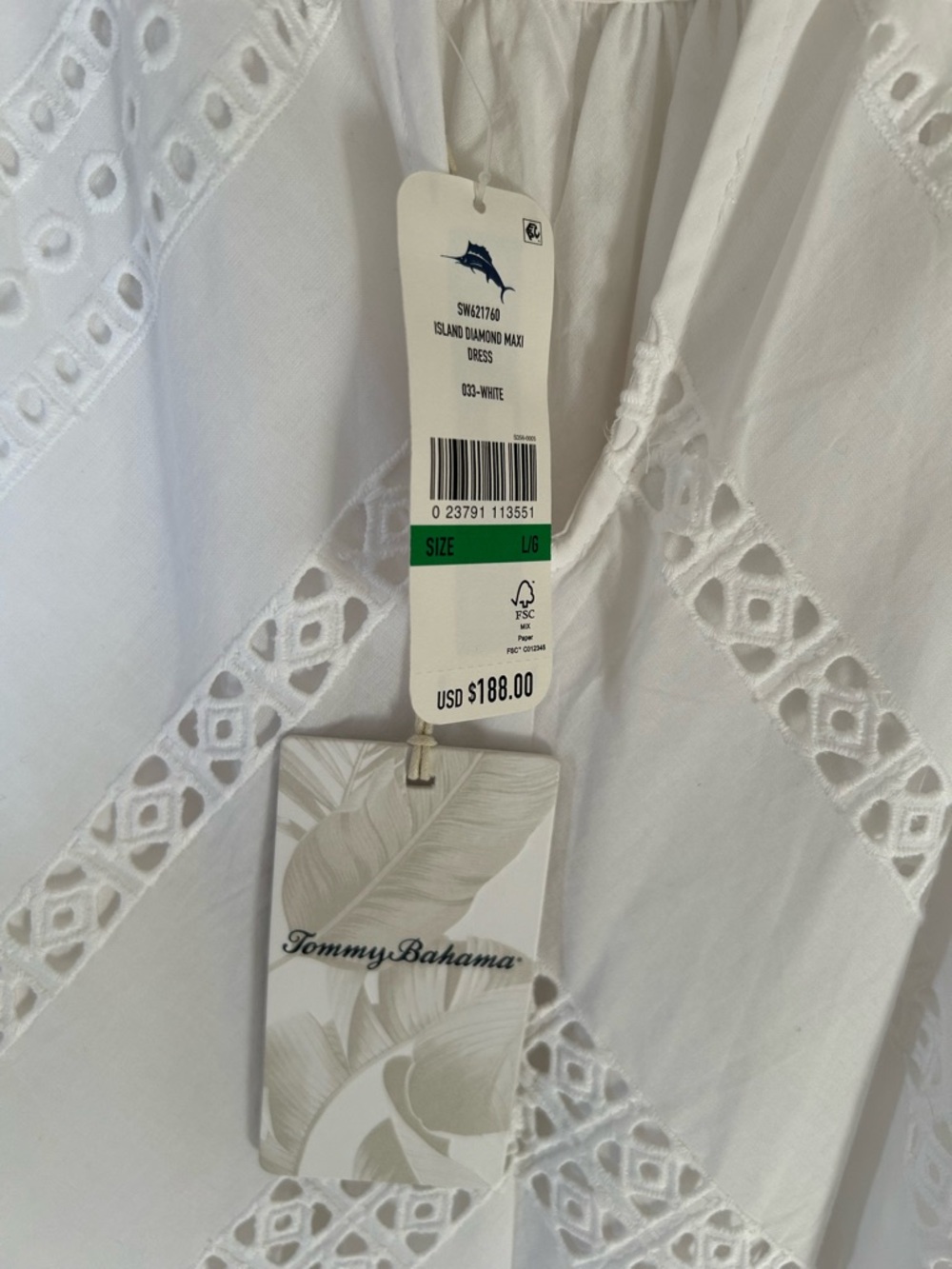Tommy Bahama White Eyelet Maxi Dress : NWT -large - Picture 8 of 9
